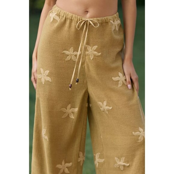 Celandine Embroidered Mesh Pants Olive Green Starfish M - Picture 2 of 3